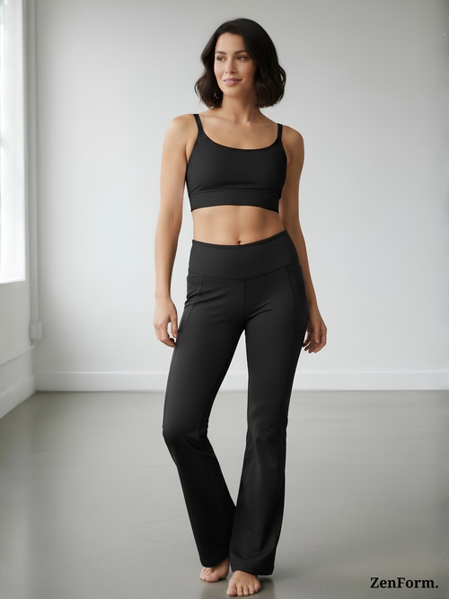 High-Waisted Flare Leggings with Pockets | Bootcut Yoga & Gym Pants for Women