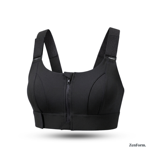 High-Impact Front Zip Sports Bra with Adjustable Straps