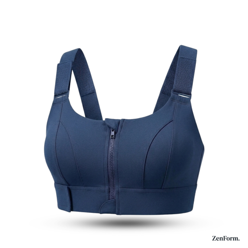 High-Impact Front Zip Sports Bra with Adjustable Straps