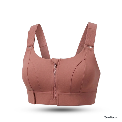 High-Impact Front Zip Sports Bra with Adjustable Straps