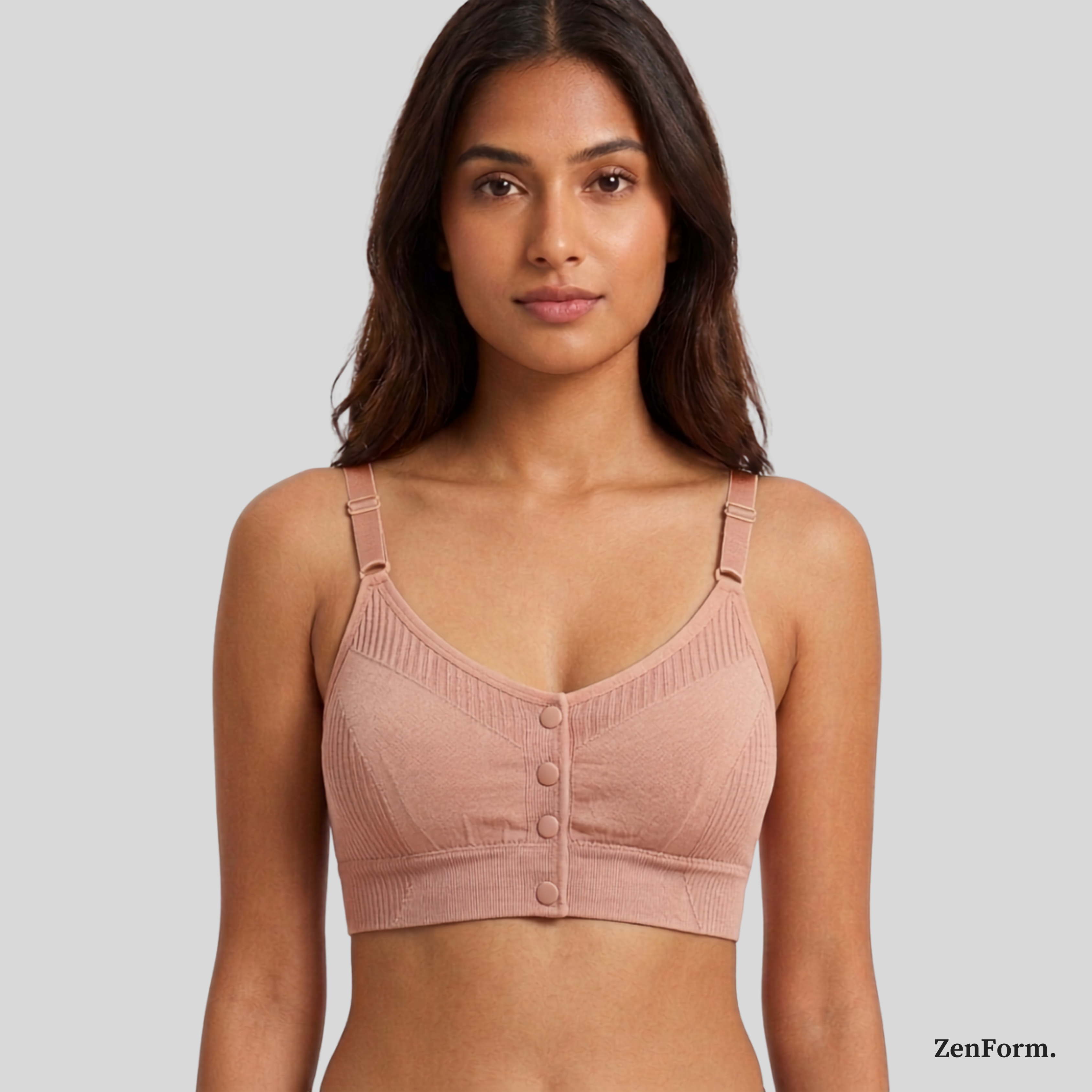 Front Closure Ribbed Seamless Bralette for Everyday Comfort Stretchy Fabric, Suitable for 28 to 32 inch bands