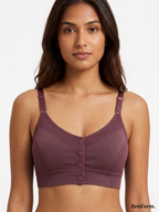 Front Closure Ribbed Stretchy Fabric Bralette for Everyday Comfort