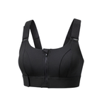 High-Impact Front Zip Sports Bra | Adjustable Straps & Under Band | Maximum Support for Workout & Running (BLACK)