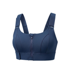 High-Impact Front Zip Sports Bra | Adjustable Straps & Under Band | Maximum Support for Workout & Running (BLUE)