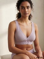 Ribbed Front Snap Bralette | Wire-Free Bra