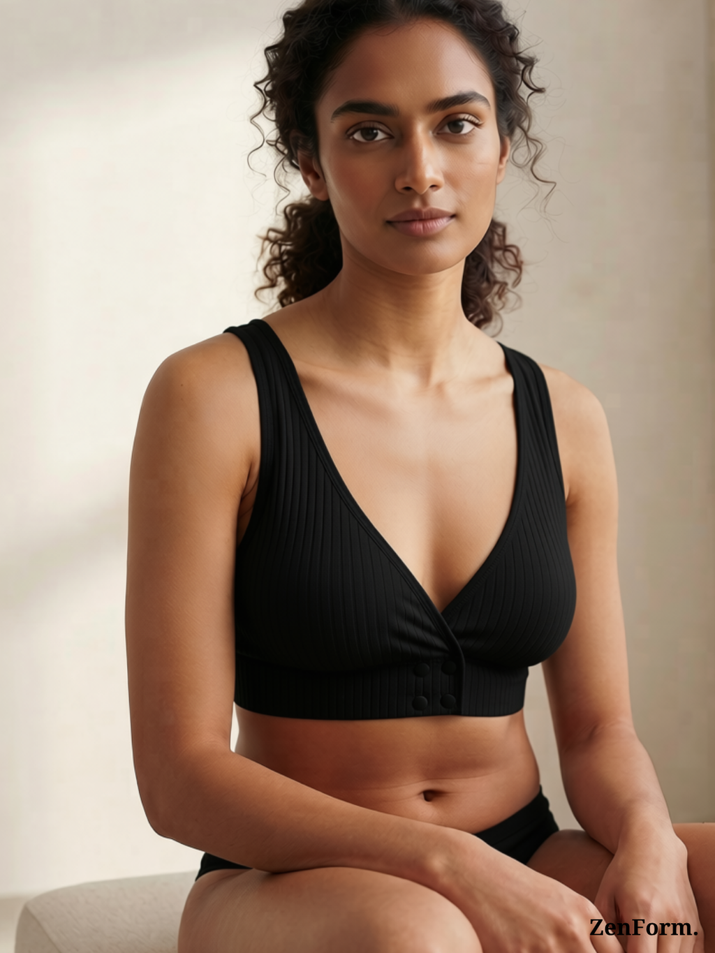 Ribbed Front Snap Bralette | Wire-Free Bra