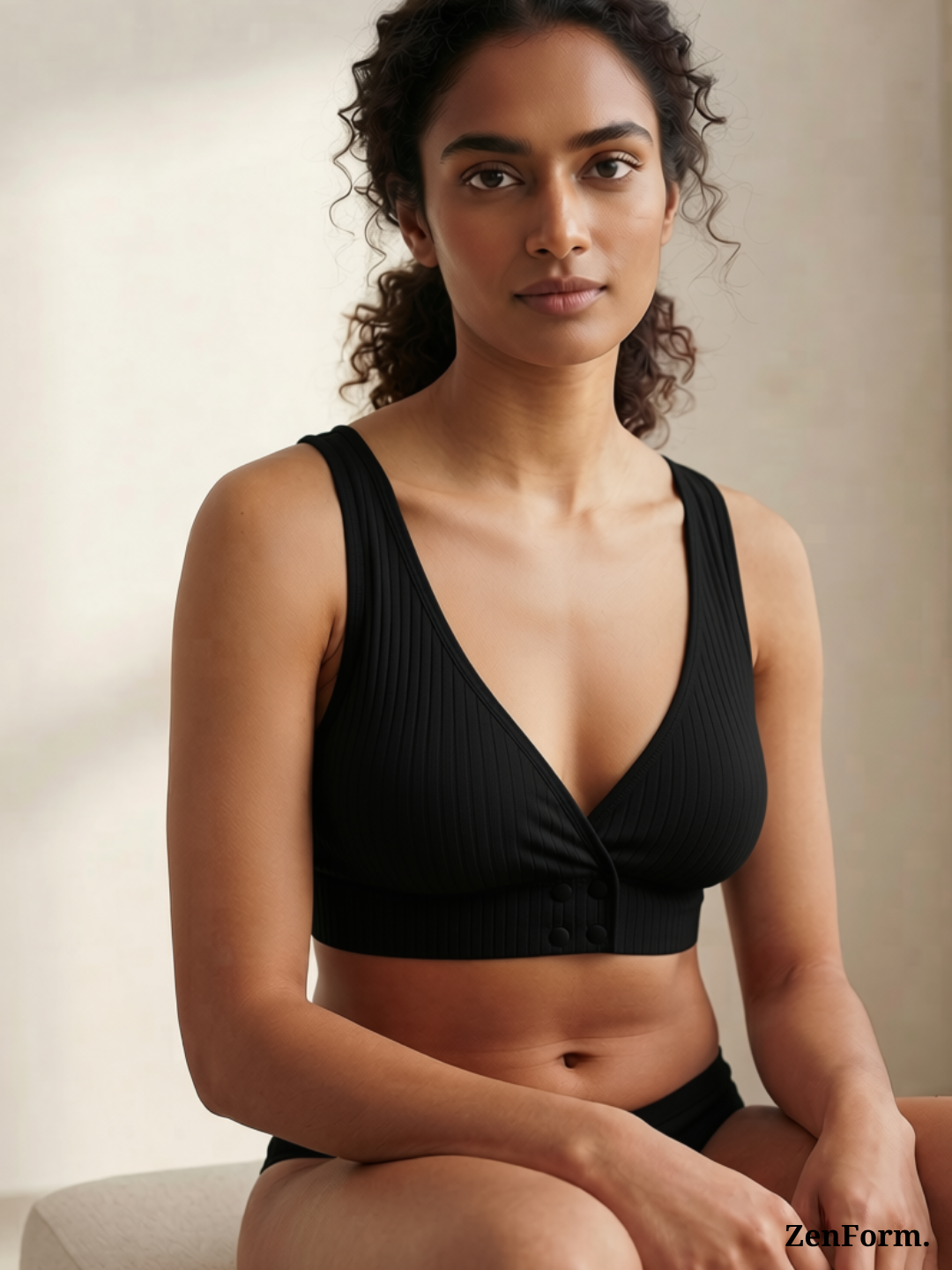 Ribbed Front Snap Bralette | Wire-Free Bra