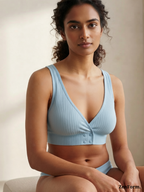 Ribbed Front Snap Bralette | Wire-Free Bra