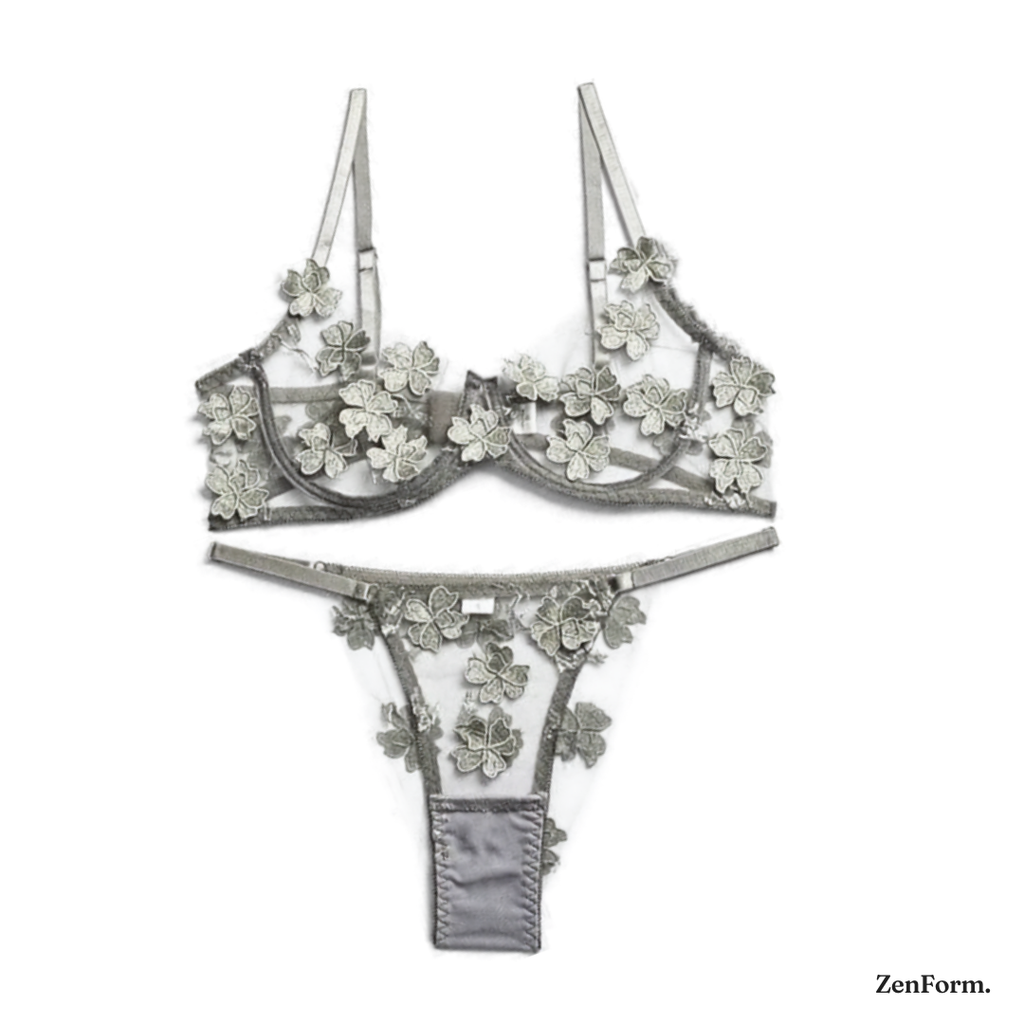 Floral Lace Sheer Mesh Lingerie Set