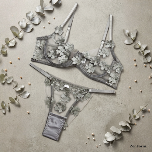 Floral Lace Sheer Mesh Lingerie Set