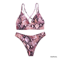 Snakeskin Print Criss-Cross Bikini Set