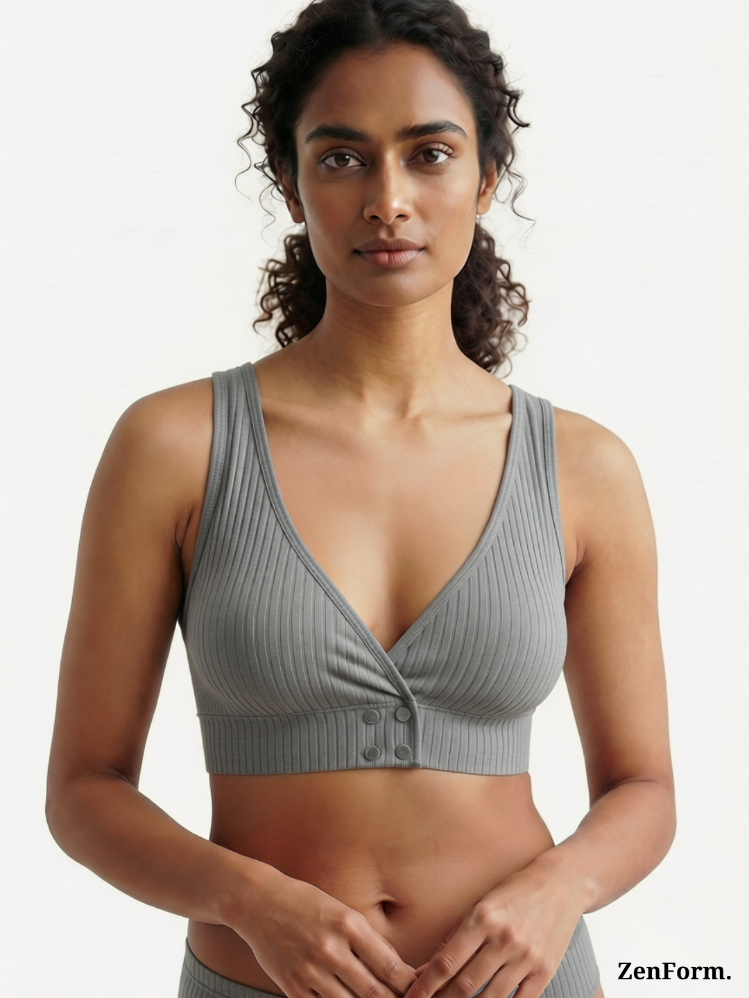 Ribbed Front Snap Bralette | Wire-Free Bra
