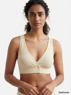 Ribbed Front Snap Bralette | Wire-Free Bra
