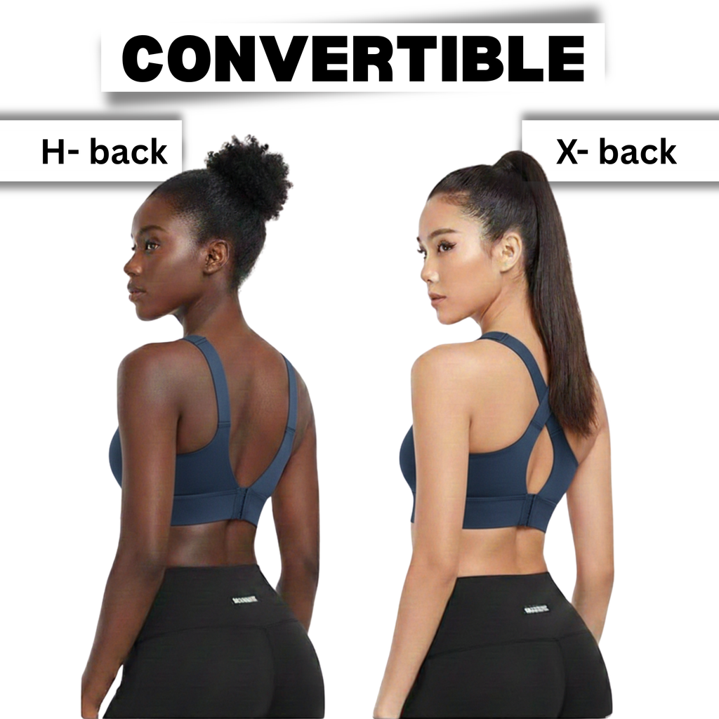High-Impact Front Zip Sports Bra | Adjustable Straps & Under Band | Maximum Support for Workout & Running (BLUE)
