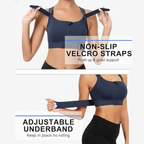 High-Impact Front Zip Sports Bra | Adjustable Straps & Under Band | Maximum Support for Workout & Running (BLUE)