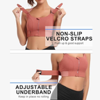 High-Impact Front Zip Sports Bra | Adjustable Straps & Under Band | Maximum Support for Workout & Running (PEACH)