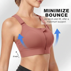 High-Impact Front Zip Sports Bra | Adjustable Straps & Under Band | Maximum Support for Workout & Running (PEACH)