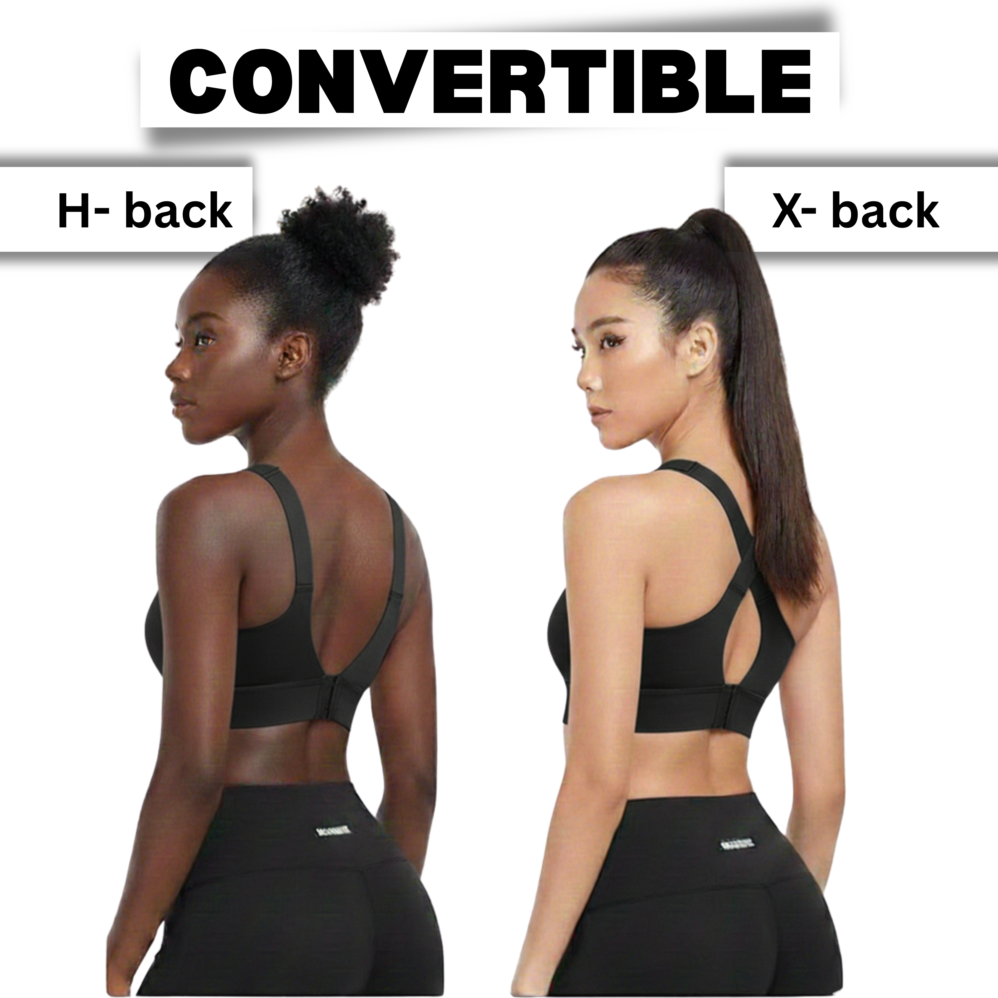 High-Impact Front Zip Sports Bra | Adjustable Straps & Under Band | Maximum Support for Workout & Running (BLACK)