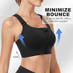 High-Impact Front Zip Sports Bra | Adjustable Straps & Under Band | Maximum Support for Workout & Running (BLACK)