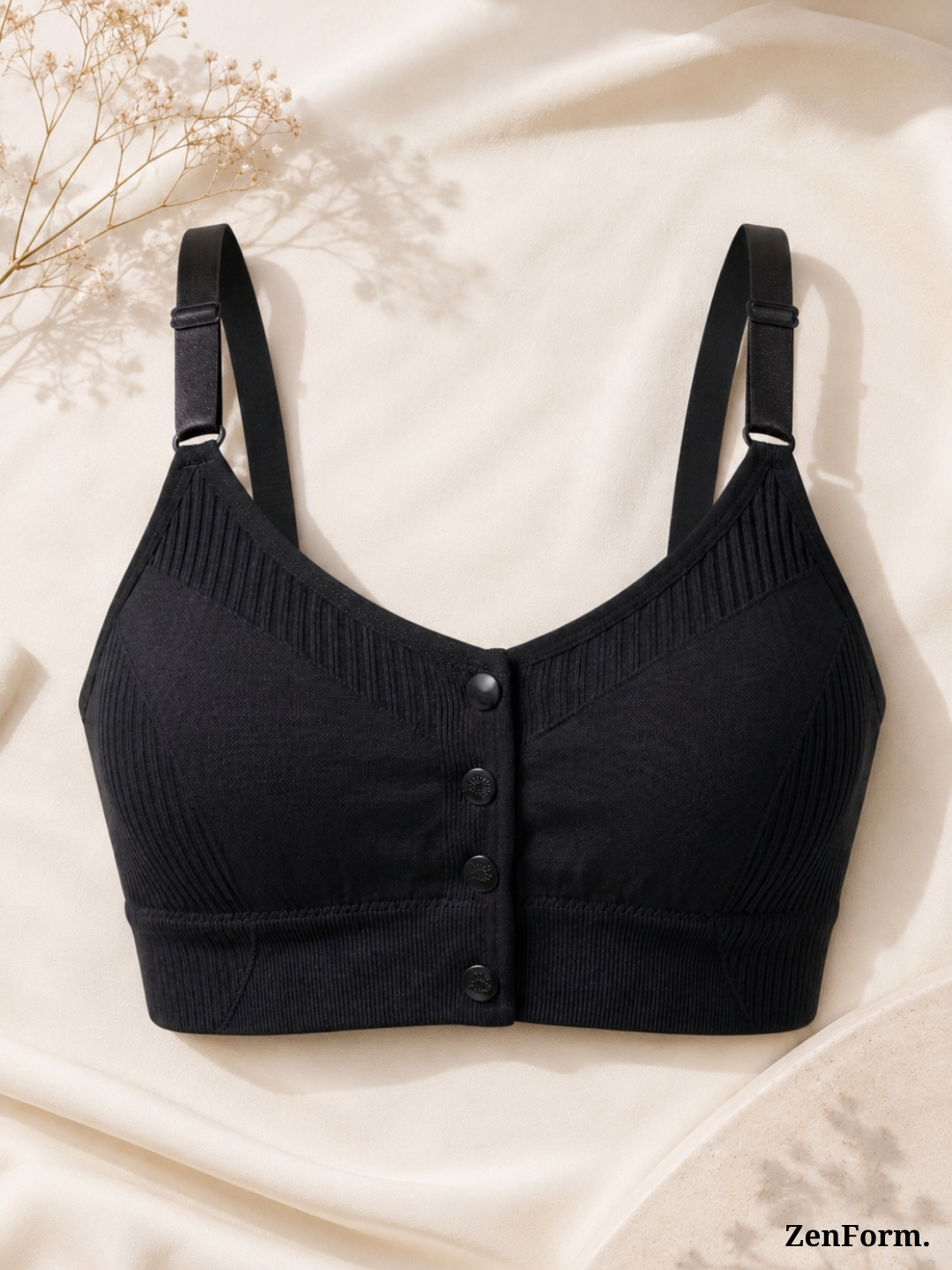 Front Closure Ribbed Stretchy Fabric Bralette for Everyday Comfort