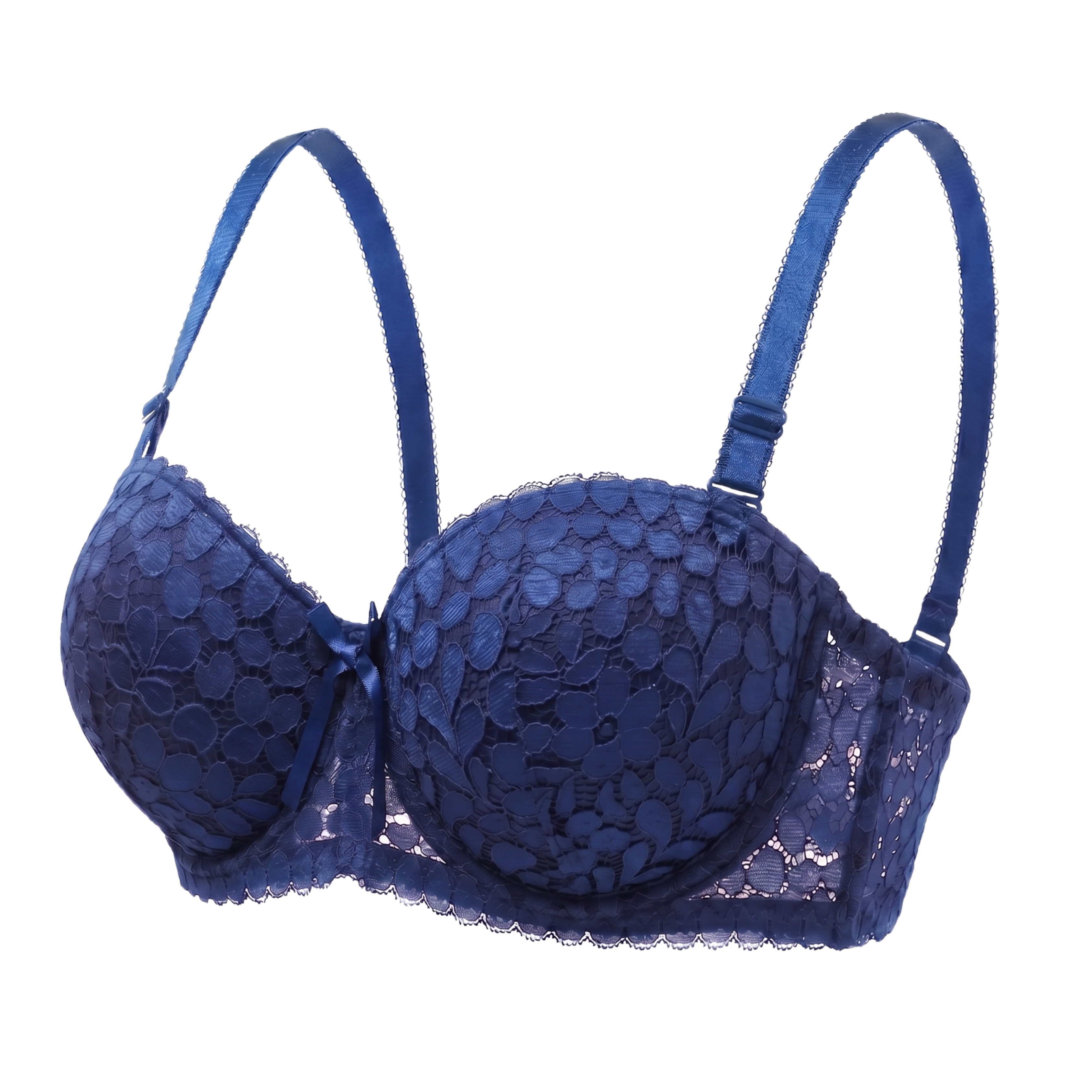 Sculpt & Lift Convertible Heavy Padded Lace Bra (BLUE)