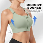 High-Impact Front Zip Sports Bra | Adjustable Straps & Under Band | Maximum Support for Workout & Running (SAGE GREEN)