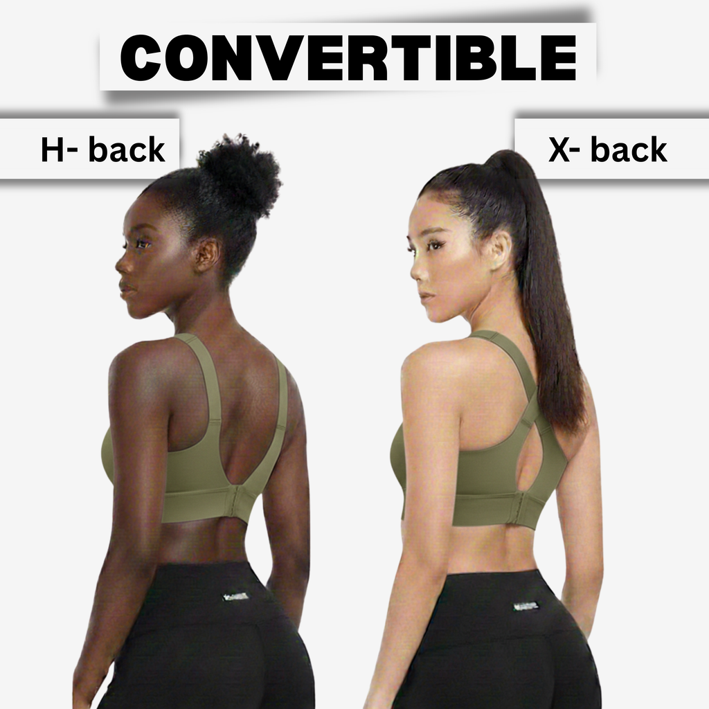 High-Impact Front Zip Sports Bra | Adjustable Straps & Under Band | Maximum Support for Workout & Running (OLIVE)