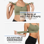 High-Impact Front Zip Sports Bra | Adjustable Straps & Under Band | Maximum Support for Workout & Running (OLIVE)