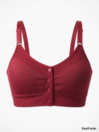Front Closure Ribbed Stretchy Fabric Bralette for Everyday Comfort