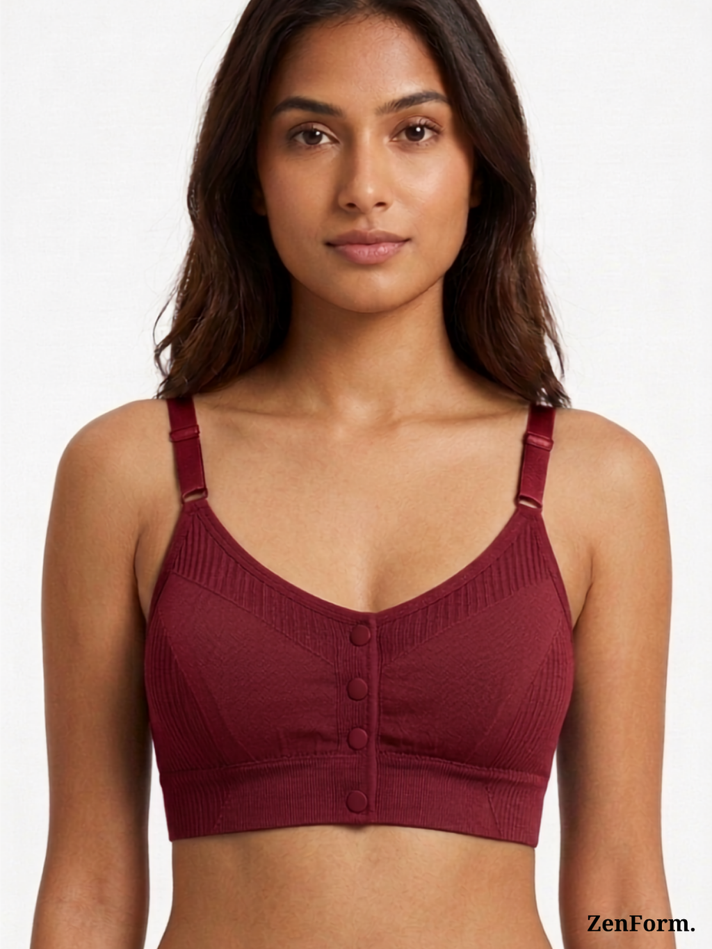Front Closure Ribbed Stretchy Fabric Bralette for Everyday Comfort