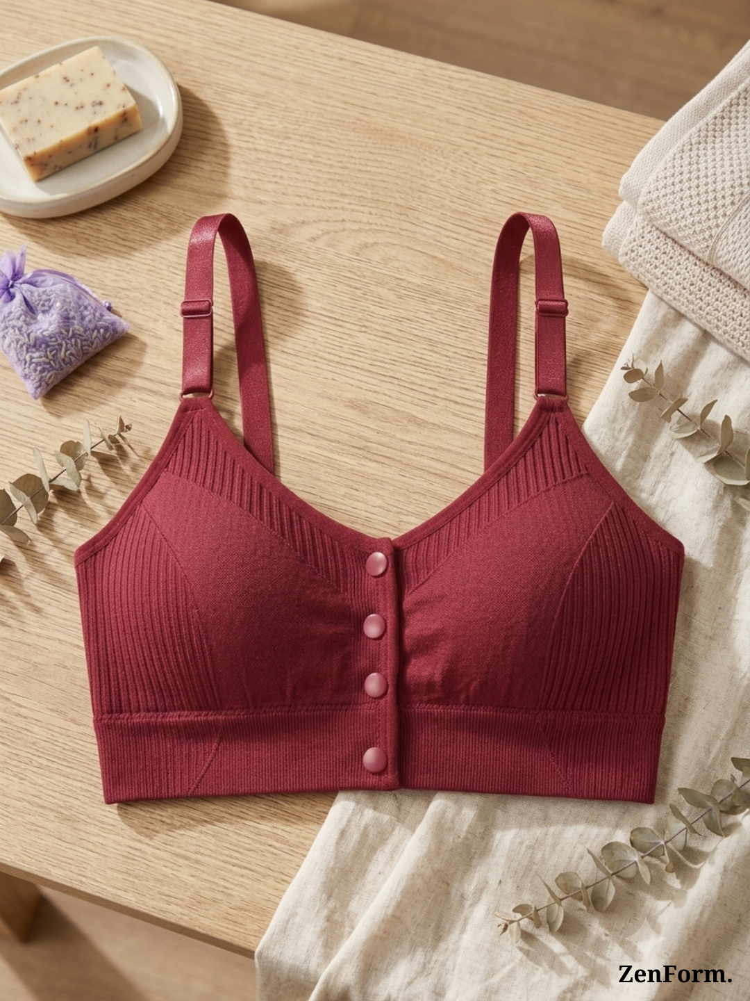 Front Closure Ribbed Stretchy Fabric Bralette for Everyday Comfort