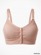 Front Closure Ribbed Stretchy Fabric Bralette for Everyday Comfort
