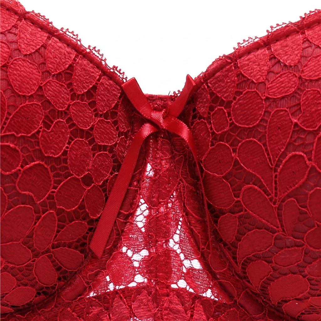 Sculpt & Lift Convertible Heavy Padded Lace Bra (RED)