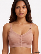 Front Closure Ribbed Stretchy Fabric Bralette for Everyday Comfort