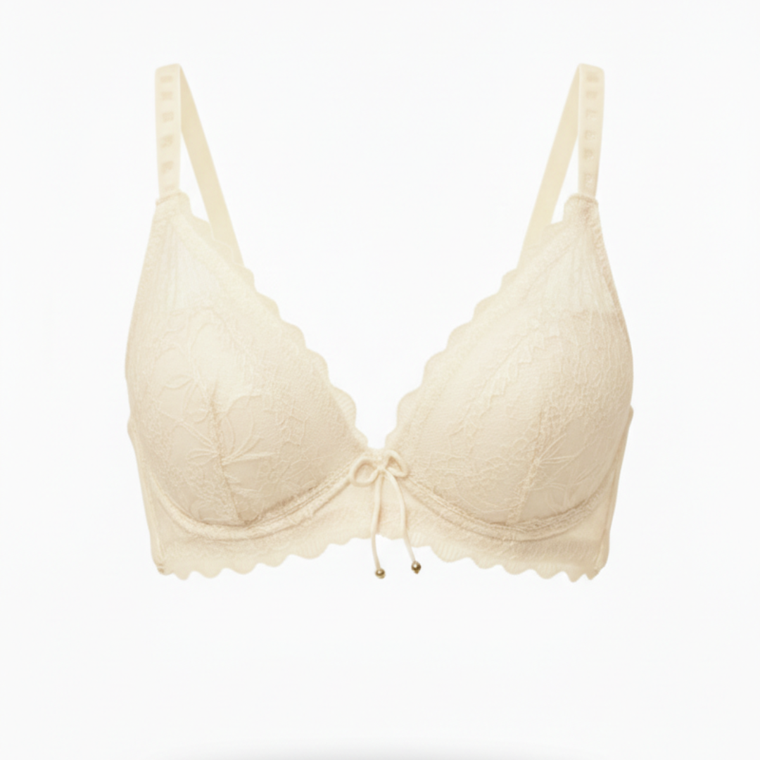 Romantic Scalloped Lace Bra Lightweight Support (OFF-WHITE)