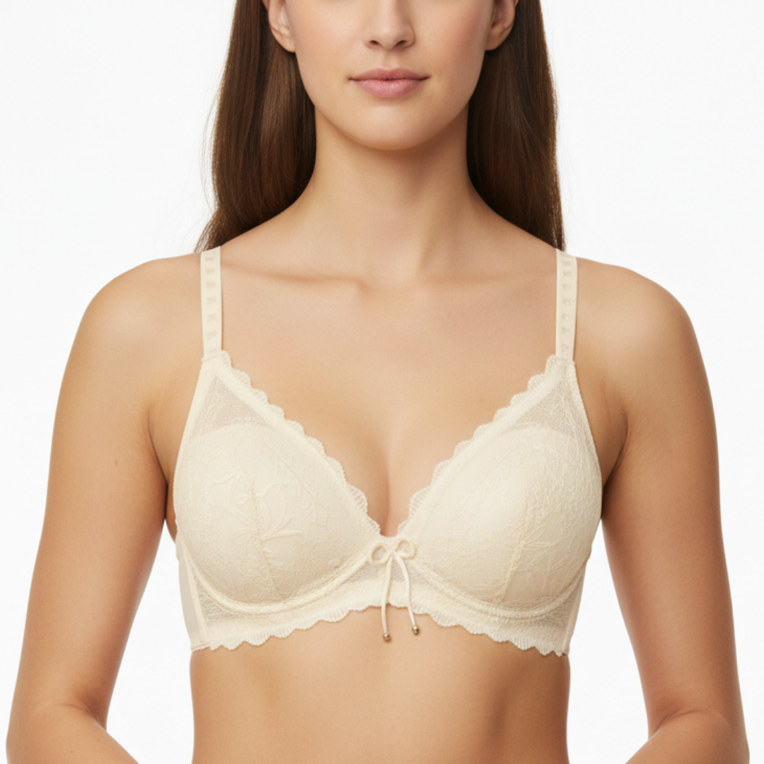 Romantic Scalloped Lace Bra Lightweight Support (OFF-WHITE)