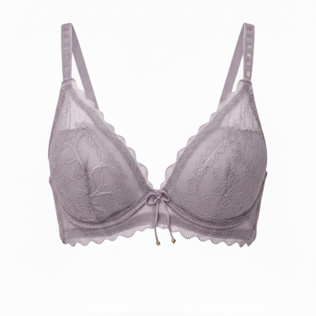 Romantic Scalloped Lace Bra Lightweight Support (GREY)