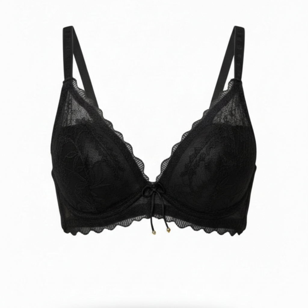 Romantic Scalloped Lace Bra Lightweight Support (BLACK)