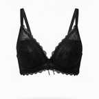 Romantic Scalloped Lace Bra Lightweight Support (BLACK)