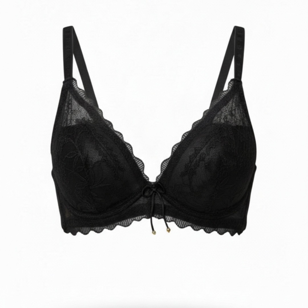 Romantic Scalloped Lace Bra Lightweight Support (BLACK)