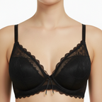 Romantic Scalloped Lace Bra Lightweight Support (BLACK)