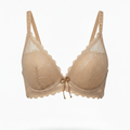 Romantic Scalloped Lace Bra Lightweight Support (BEIGE)