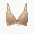 Romantic Scalloped Lace Bra Lightweight Support (BEIGE)