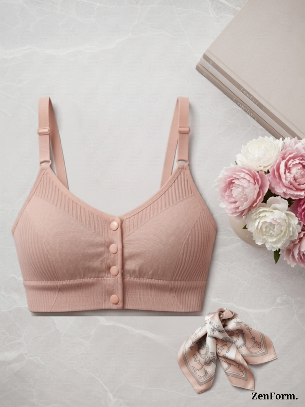 Front Closure Ribbed Stretchy Fabric Bralette for Everyday Comfort