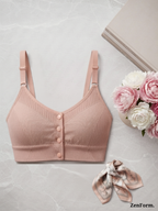 Front Closure Ribbed Stretchy Fabric Bralette for Everyday Comfort