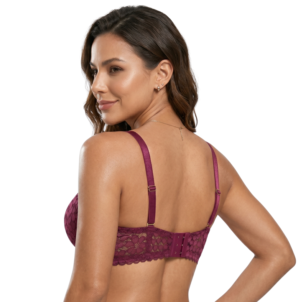 Sculpt & Lift Convertible Heavy Padded Lace Bra (MAROON)