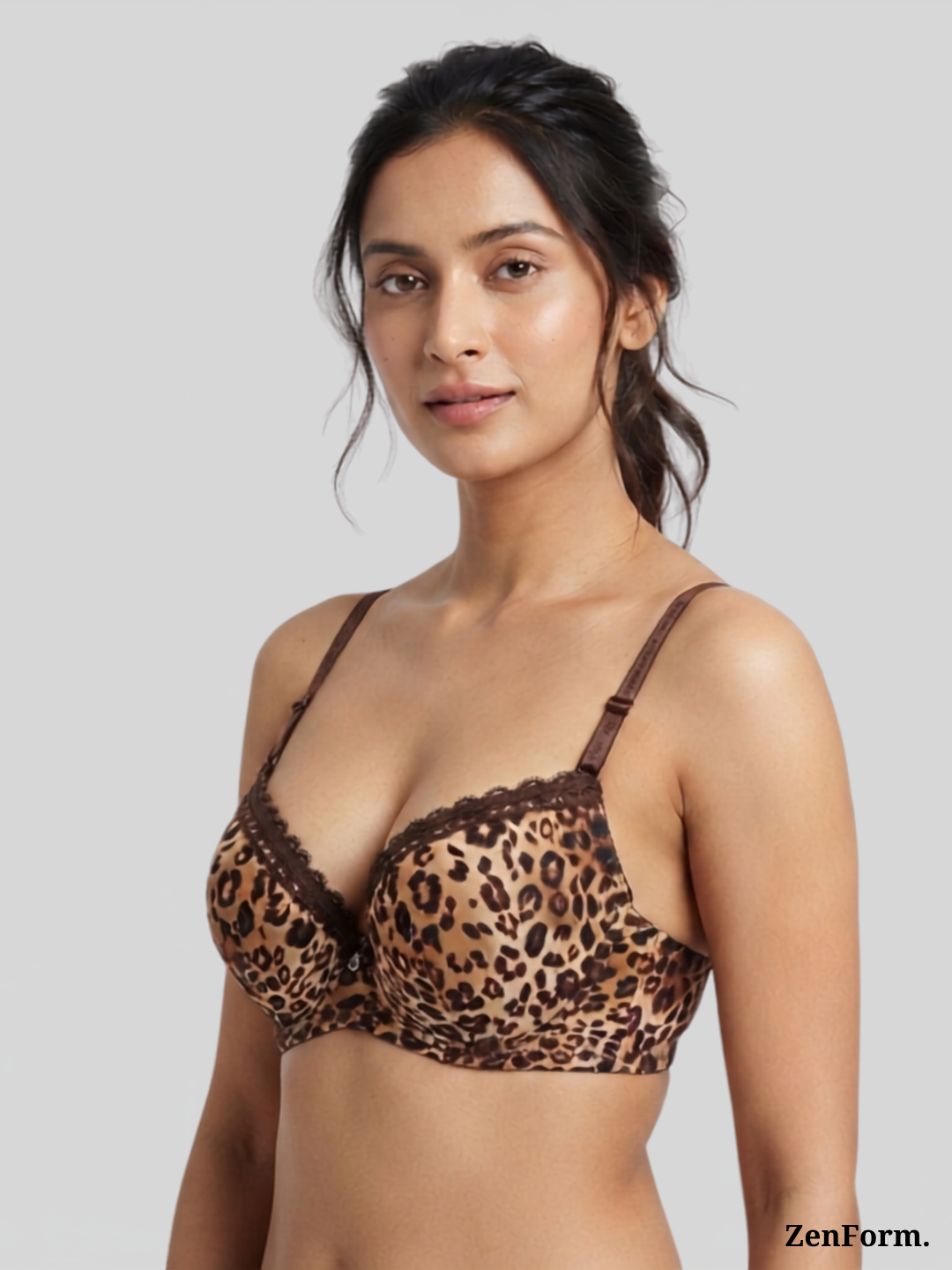 Leopard Print Padded  Underwire T-Shirt Bra