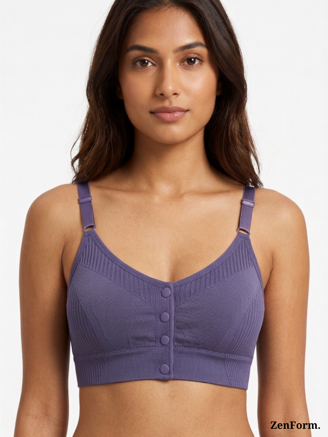 Front Closure Ribbed Stretchy Fabric Bralette for Everyday Comfort