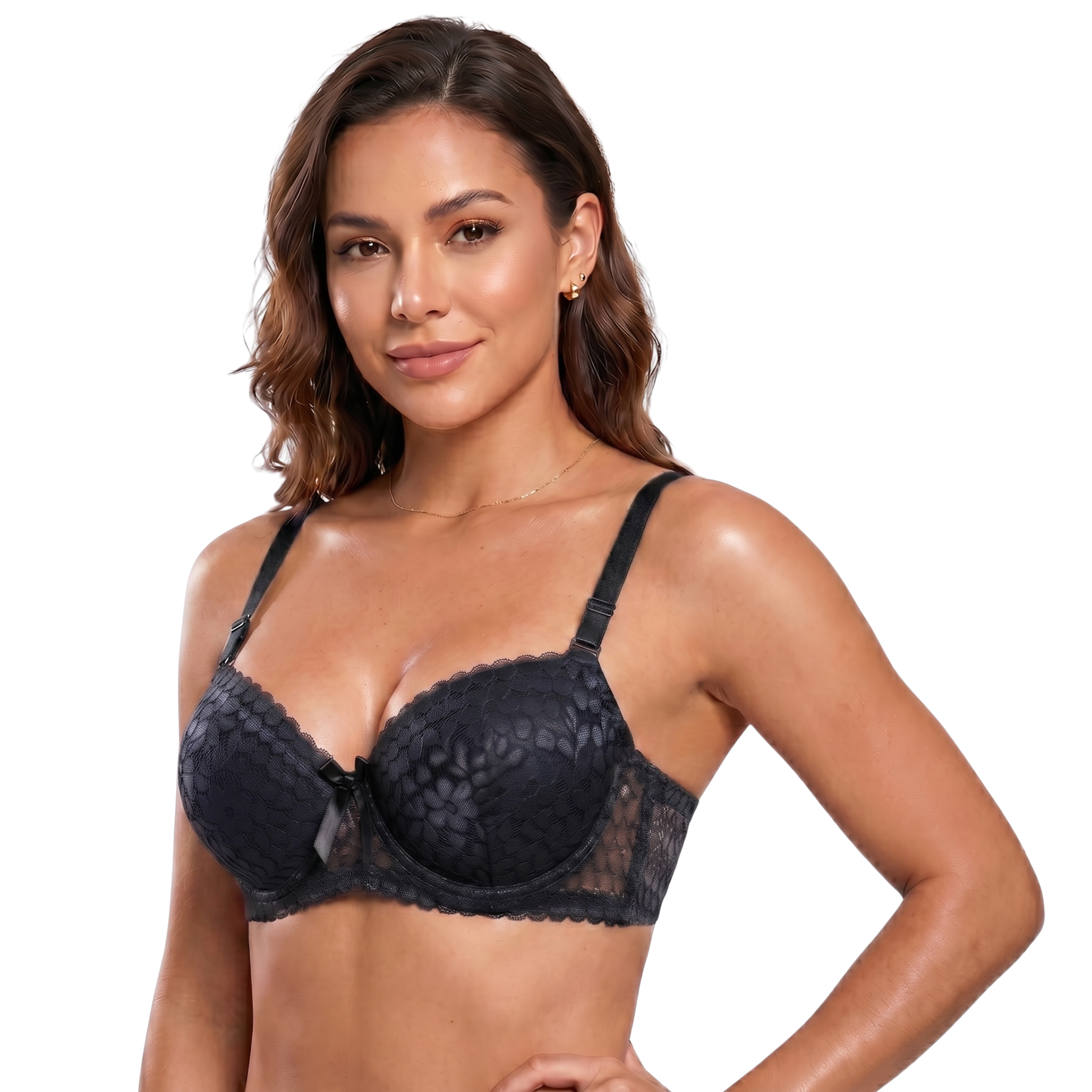 Sculpt & Lift Convertible Heavy Padded Lace Bra (BLACK)