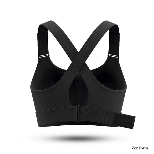 High-Impact Front Zip Sports Bra | Adjustable Straps & Under Band | Maximum Support for Workout & Running (BLACK)